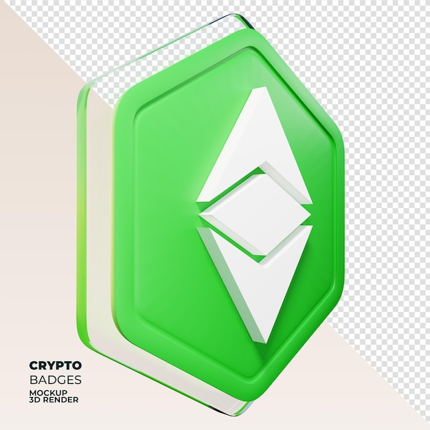 Ethereum classic etc badge left view moeda de renderização 3d