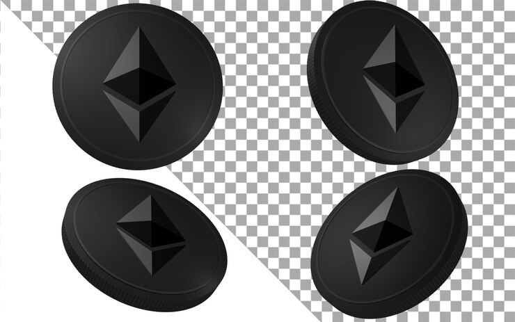 PSD ethereum escuro 3d render ilustração moeda token criptomoeda