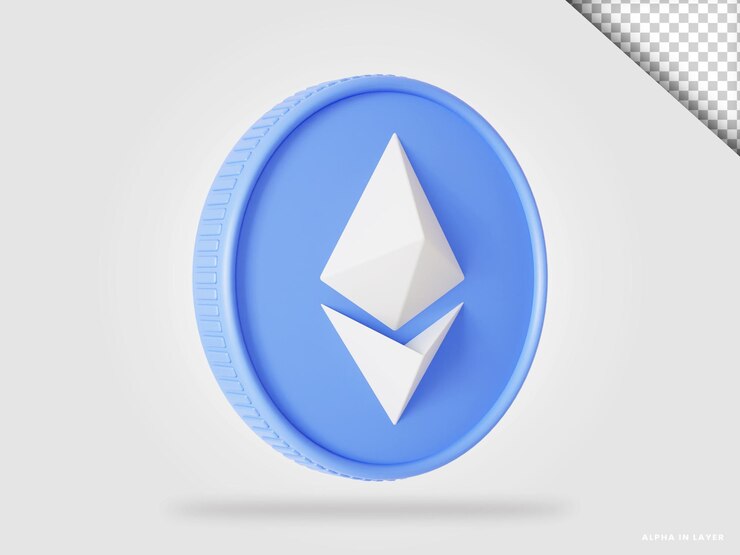 PSD ethereum eth criptomoneda moneda representación 3d aislada