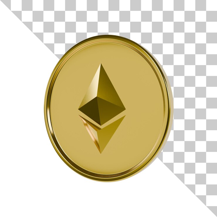 PSD ethereum gold coin 3d-symbol