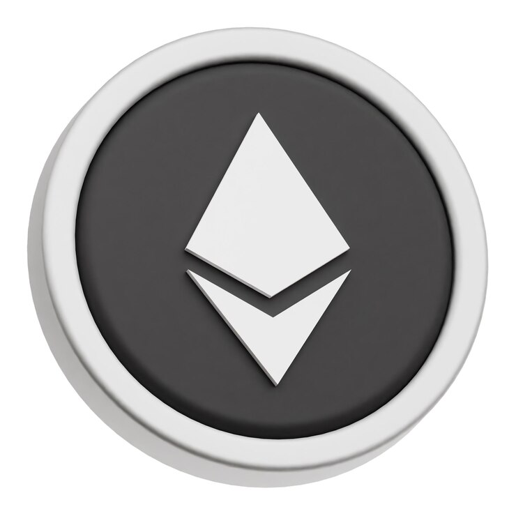PSD ethereum krypto-münze 3d-symbol isoliert auf weißem hintergrund