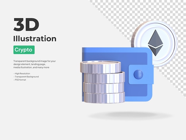 Ethereum monedero digital icono cryptocurrency símbolo 3d render ilustración