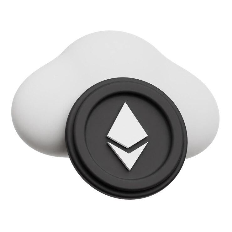 PSD ethereum moneta crittografica icona 3d isolata sullo sfondo bianco