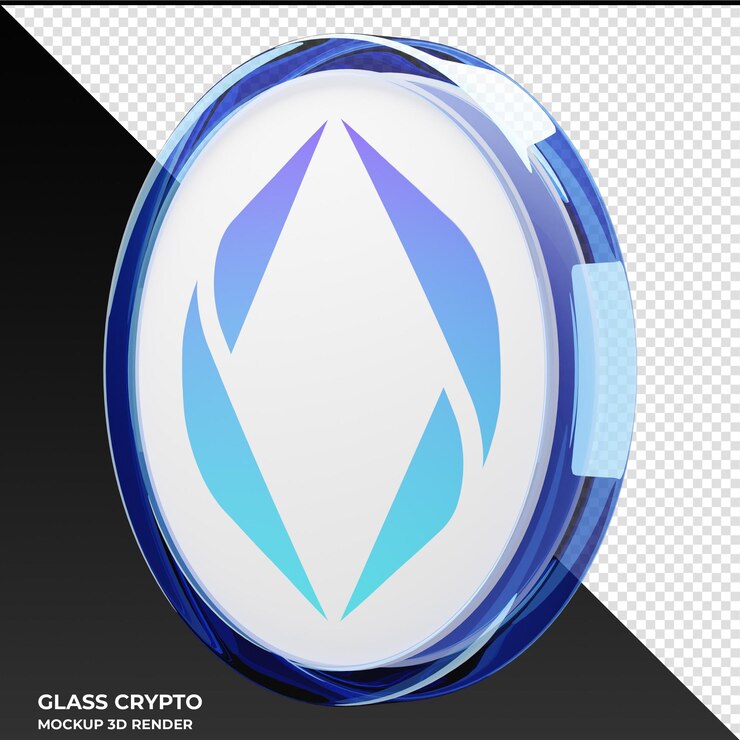 PSD ethereum name service ens0003 glass crypto coin ilustración 3d