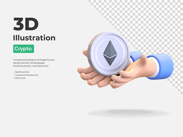 Ethereum verschenken airdrop-symbol kryptowährungssymbol 3d-renderillustration