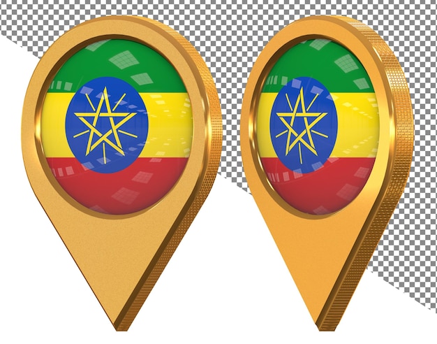 ethiopia location icon flag isolated with different angled 3d rendering
