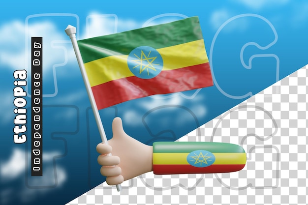 Ethiopie Agitant Le Drapeau En Tenant La Main Ou Drapeau éthiopien En Tenant La Main