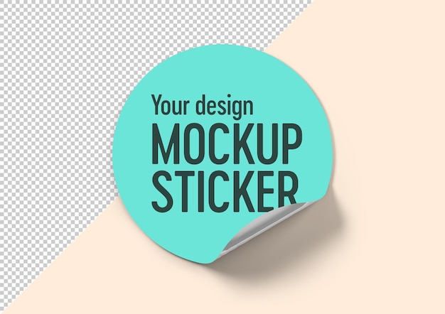 Etichetta adesiva mockup con angolo pieghevole