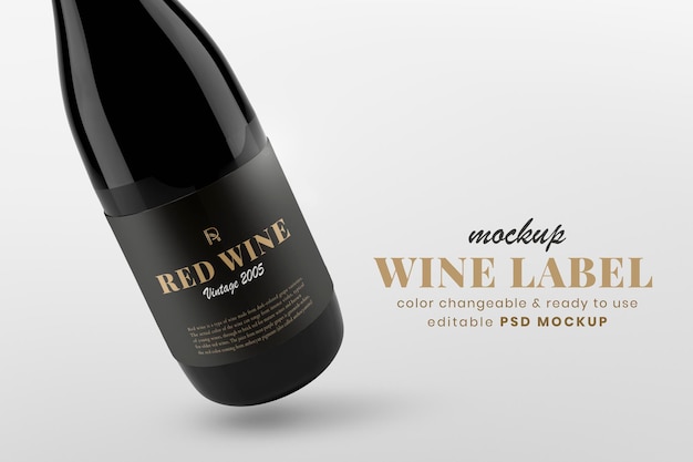 Etichetta del vino mockup psd, design della bottiglia modificabile