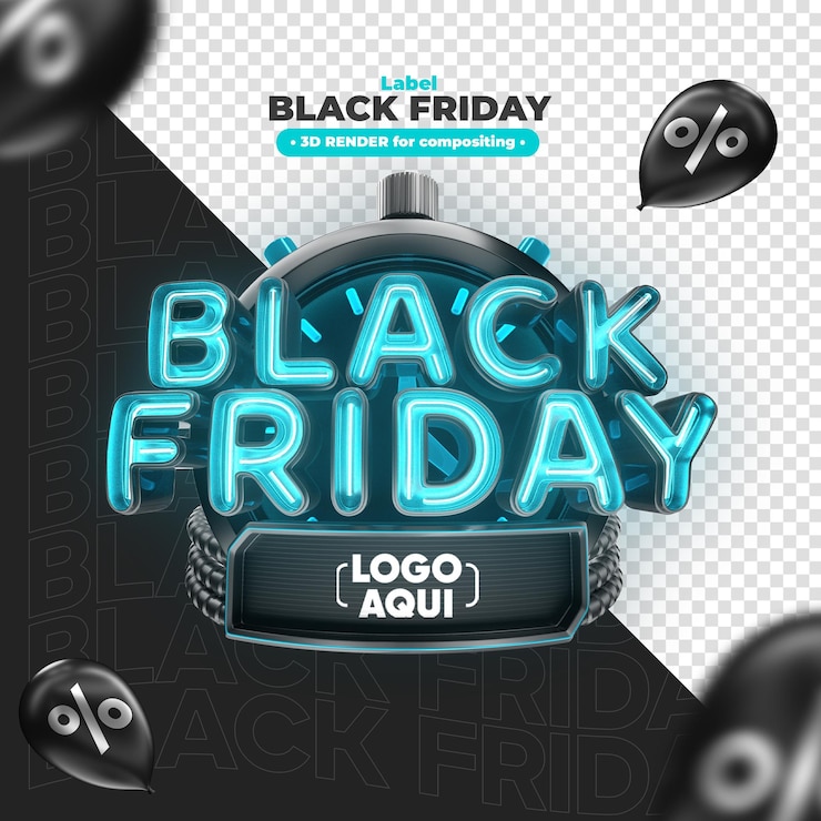 PSD etichetta il rendering 3d del black friday per le campagne di marketing in brasile in portoghese