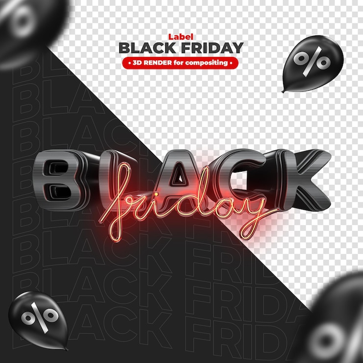 PSD etichetta il rendering 3d del black friday per le campagne di marketing in brasile in portoghese