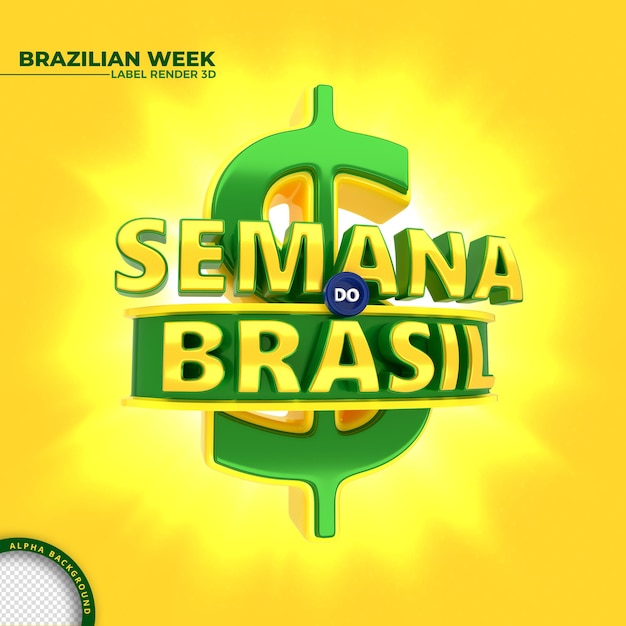 Etichetta la settimana brasiliana 3d render per la campagna di marketing