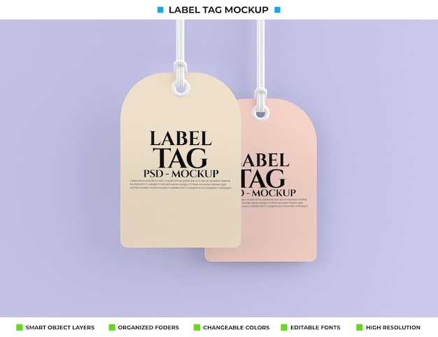 Etichetta tag mockup design rendering