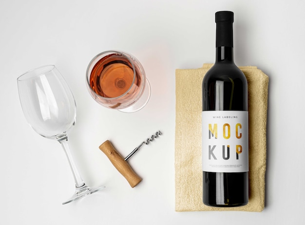 Etichettatura del design del mockup del vino