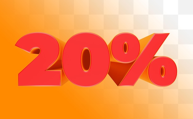 Etiqueta 3D del 20 por ciento