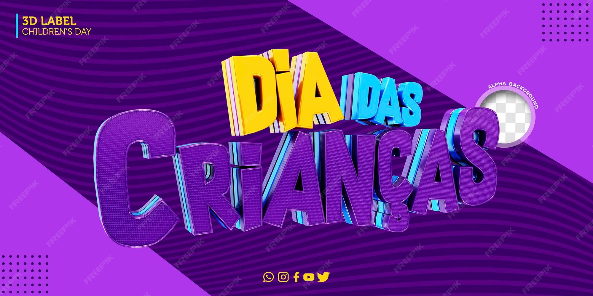 Etiqueta 3d dia das crianças para campanhas no brasil dia das criancas