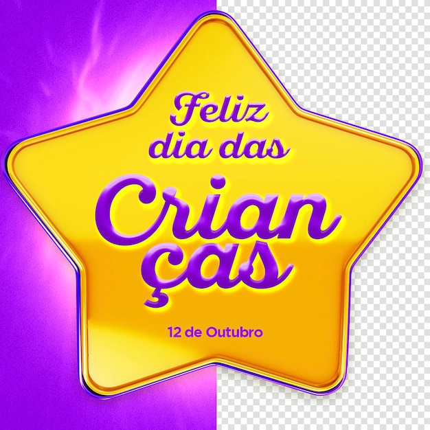 Etiqueta 3D dia das crianças para campanhas no Brasil dia das criancas no Brasil