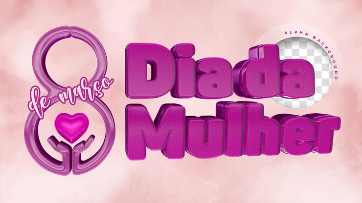 PSD etiqueta 3d do dia da mulher para composição no brasil
