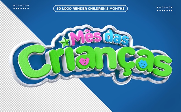 PSD etiqueta 3d mês infantil verde-claro com azul para maquiagem