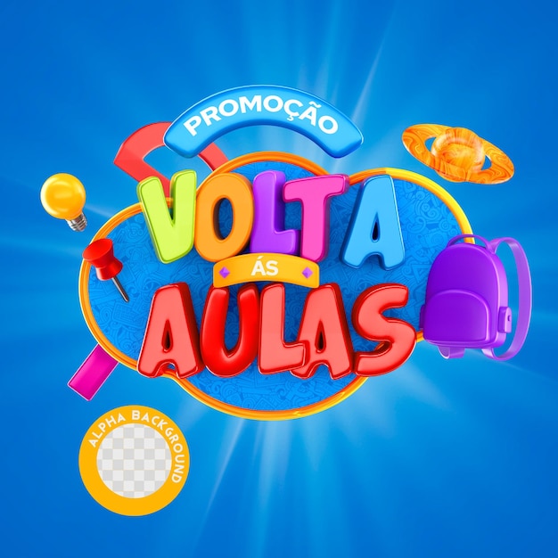 etiqueta 3d regreso a la escuela