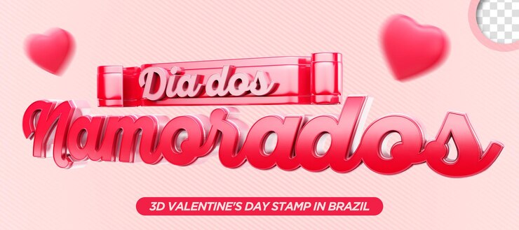 PSD etiqueta 3d render para dia dos namorados en brasil