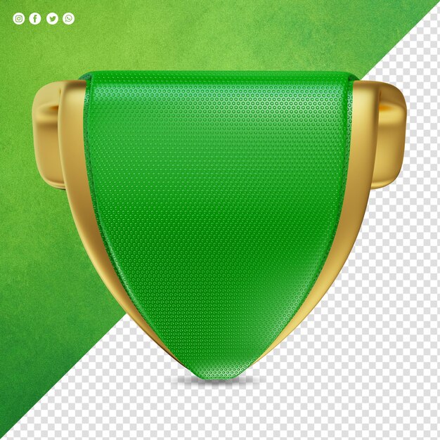 PSD etiqueta 3d vintage verde com dourado