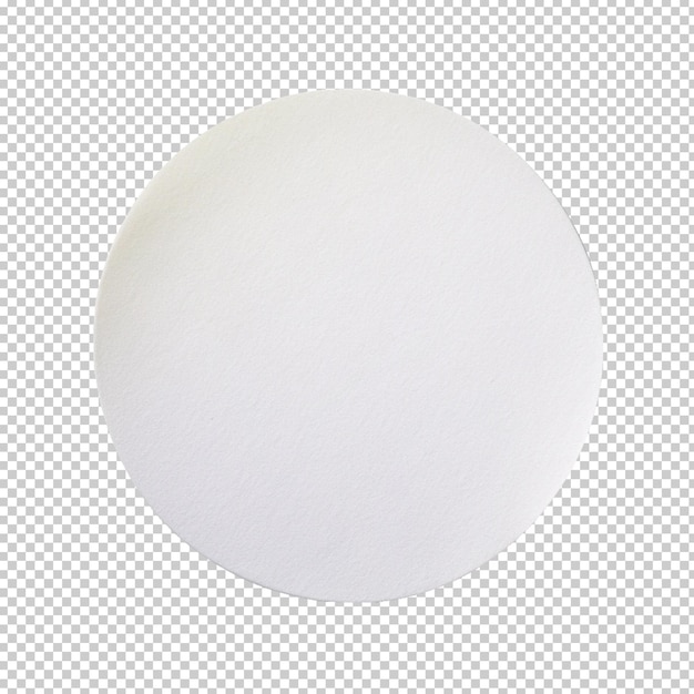 Etiqueta adhesiva de papel redondo blanco en blanco aislada sobre un fondo transparente