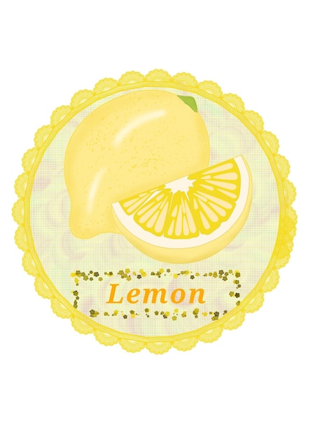 una etiqueta amarilla con un limón en ella que dice limón en él