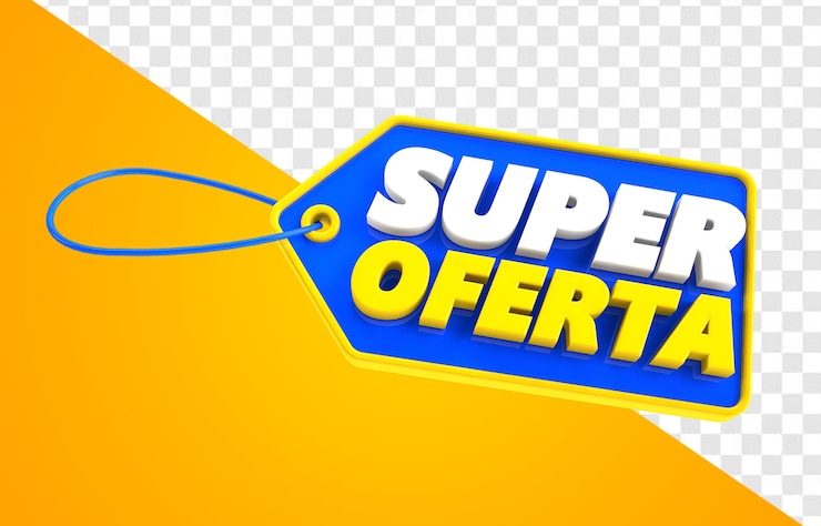 PSD etiqueta azul super oferta