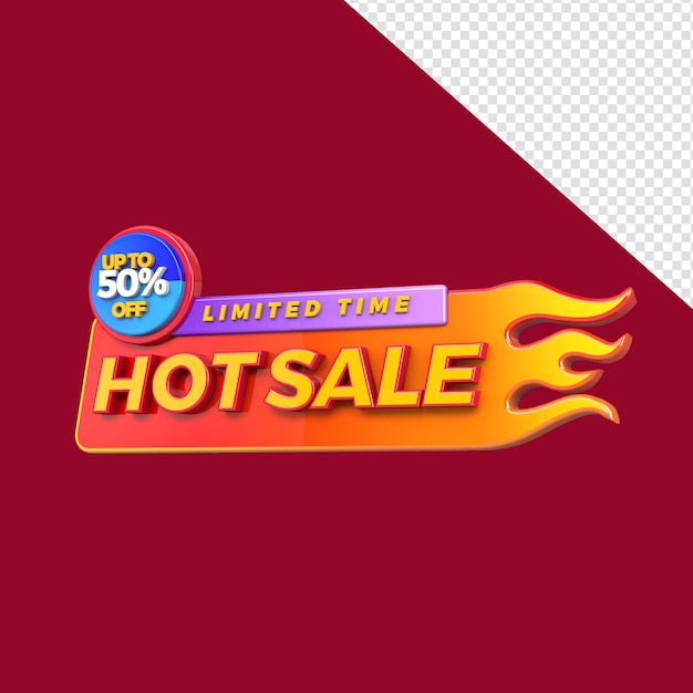 PSD etiqueta de banner de venta caliente oferta especial banners de gran venta campaña de medios de compras o promoción 3d render