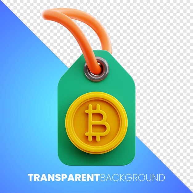 Etiqueta y bitcoin money finanzas icono 3d renderizado fondo transparente de alta calidad png