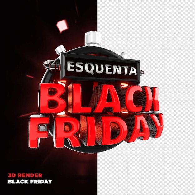 Etiqueta black friday 3d render realista para campanhas de marketing no brasil em português