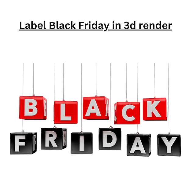 Etiqueta Black Friday em renderização 3D