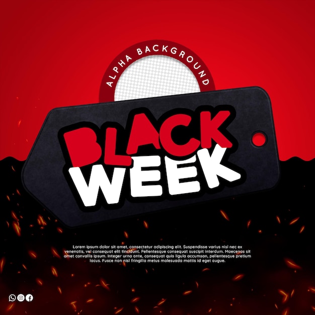 PSD etiqueta black week logo rojo para la campaña minorista de noviembre