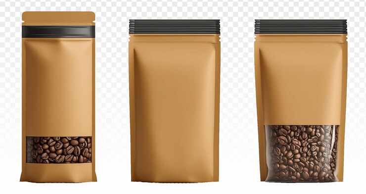PSD etiqueta en blanco psd bolsa de café de papel y taza para llevar maqueta aislada en fondo transparente png