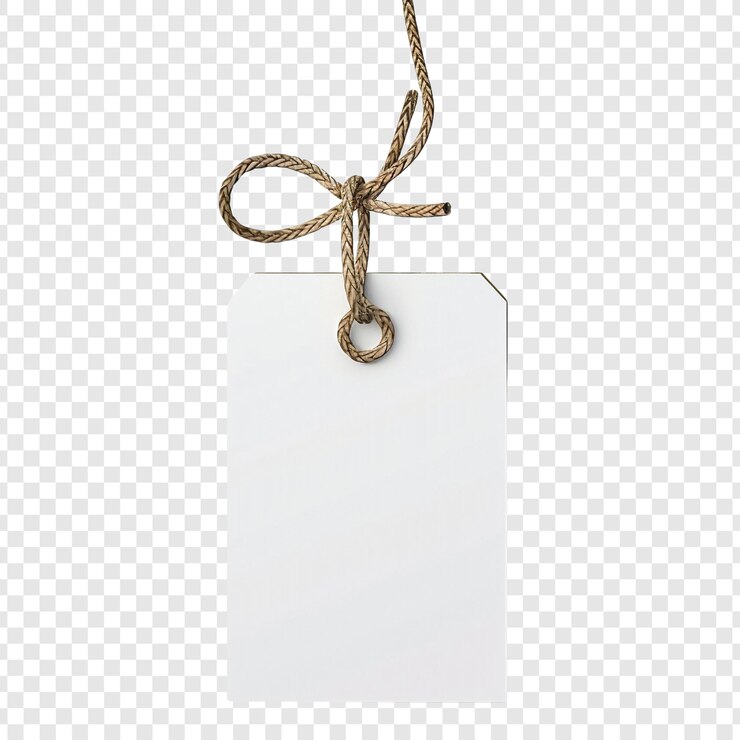 PSD etiqueta branca em branco com corda