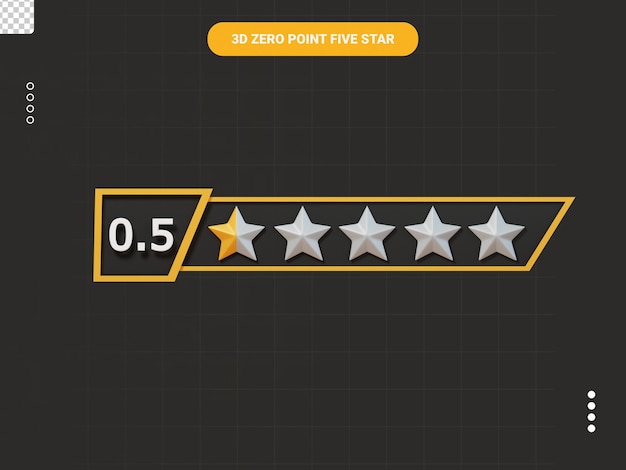 etiqueta de calificación de cero punto cinco estrellas icono 3d