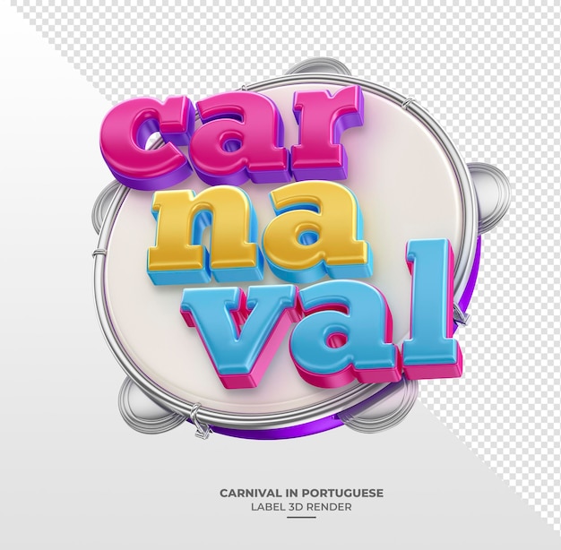 Etiqueta Carnaval brasileño En portugués brasileño 3d render