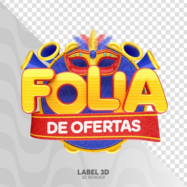 etiqueta carnaval de ofertas en brasil en render 3d con máscara y luces en portugués