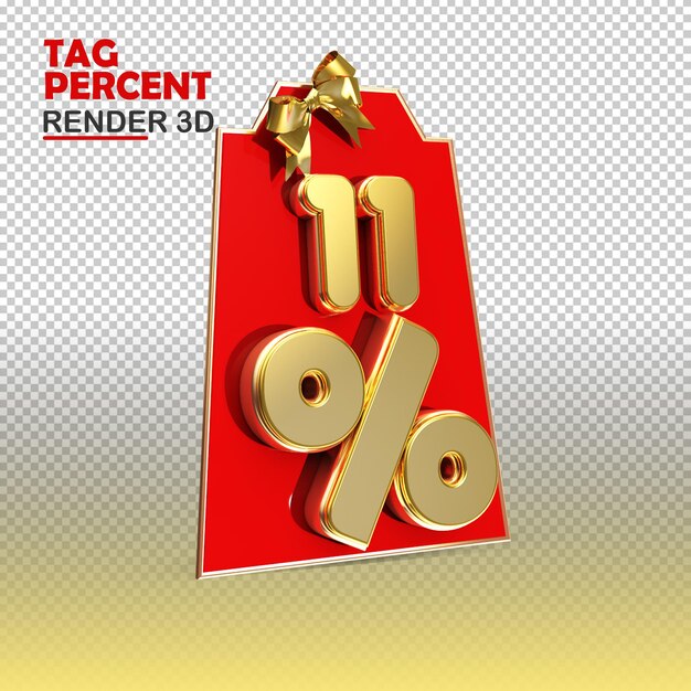 Etiqueta comercial Render 3D Gold 11 por ciento