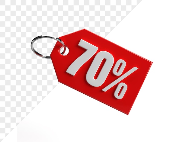 Etiqueta de compras render 3d 70 por ciento