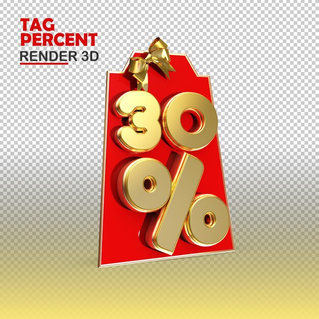 Etiqueta de compras Render 3D Gold 30 por ciento