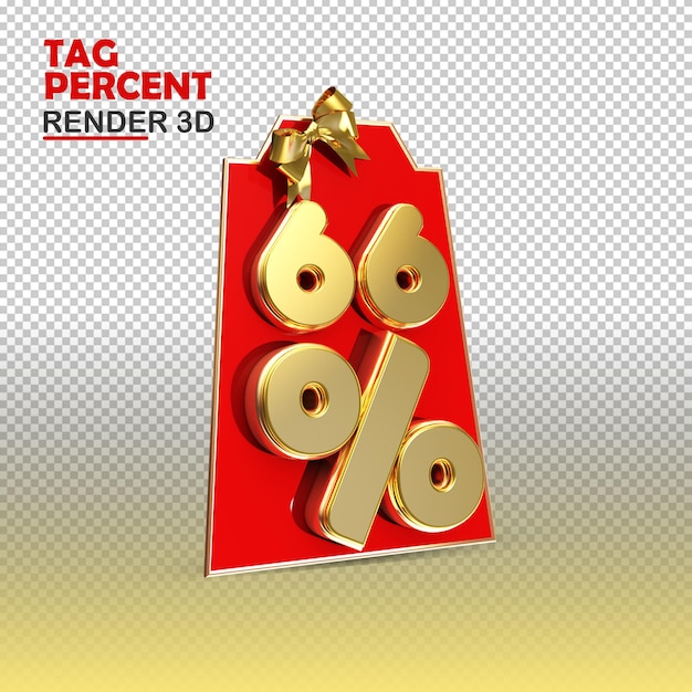 Etiqueta de compras Render 3D Gold 66 por ciento
