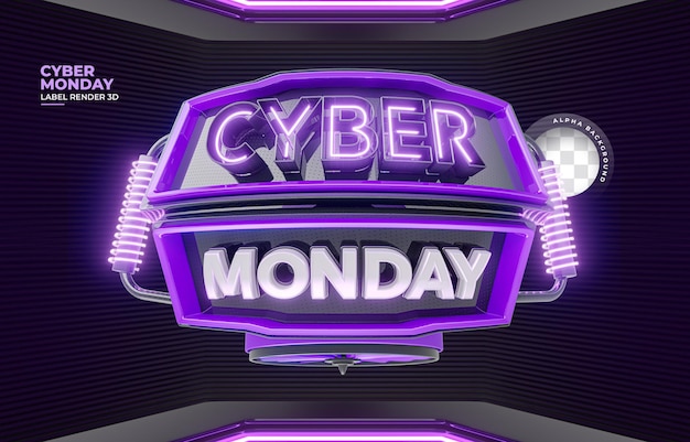 Etiqueta cyber monday render realista 3d para campañas de promoción y ofertas
