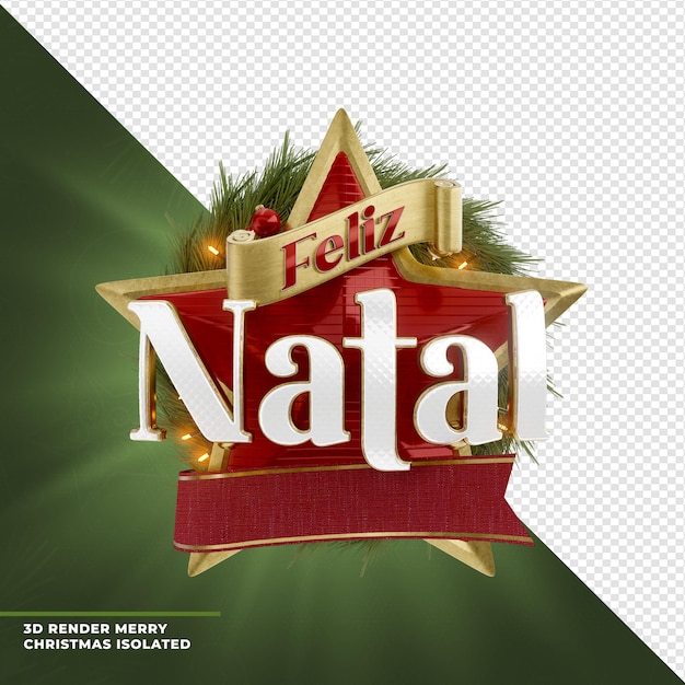 PSD etiqueta de feliz natal 3d com estrela