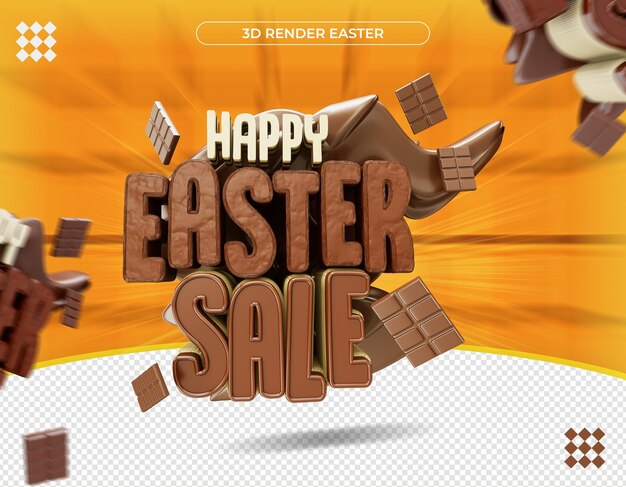 Etiqueta de feliz Páscoa 3D em renderização realista