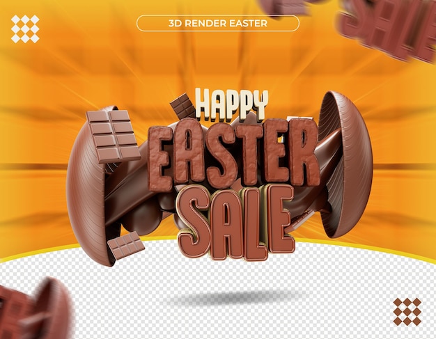 Etiqueta de feliz Páscoa 3D em renderização realista