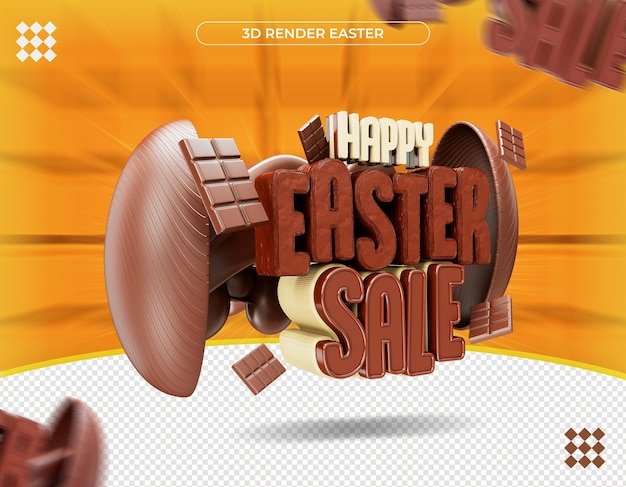 Etiqueta de feliz Páscoa 3D em renderização realista