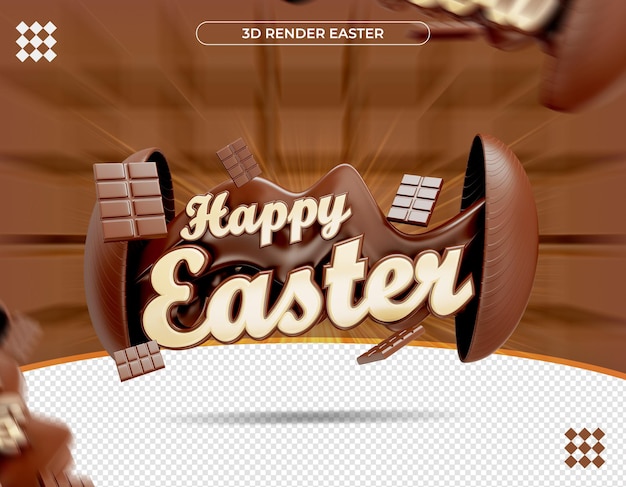 Etiqueta de feliz Páscoa 3D em renderização realista