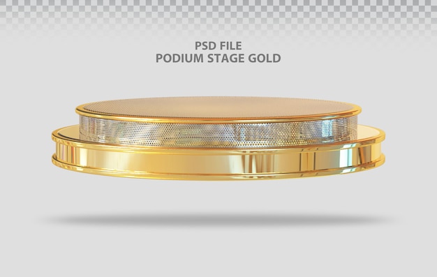 Etiqueta de maquete 3d Podium com estilo dourado